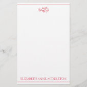 Kustpreppy Red en White Lobster gepersonaliseerd Briefpapier (Voorkant)
