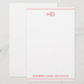 Kustpreppy Red en White Lobster gepersonaliseerd Briefpapier (Voorkant / Achterkant)