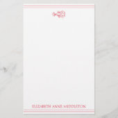 Kustpreppy Red en White Lobster gepersonaliseerd Briefpapier (Voorkant)