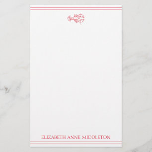 Kustpreppy Red en White Lobster gepersonaliseerd Briefpapier