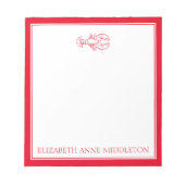 Kustpreppy Red en White Lobster gepersonaliseerd Notitieblok (Voorkant)