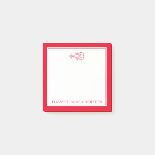 Kustpreppy Red en White Lobster gepersonaliseerd Post-it® Notes (Voorkant)