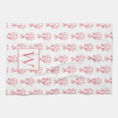 Kustpreppy rode en witte kreeften Monogram Theedoek (Horizontaal)