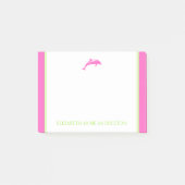 Kustpreppy roze en groene dolfijn gepersonaliseerd post-it® notes (Voorkant)