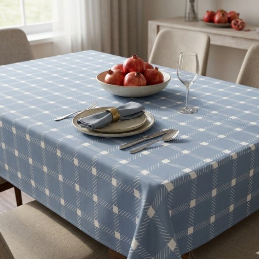 Kustpreppy Stofblauw Gingham Plaid Tafelkleed
