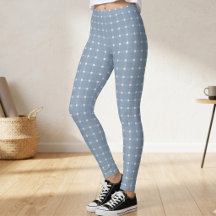 Kustpreppy Stofblauwe Gingham Patroon Leggings