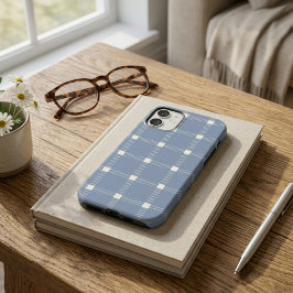 Kustpreppy Stofblauwe Gingham Schotse Ruit Hoesje