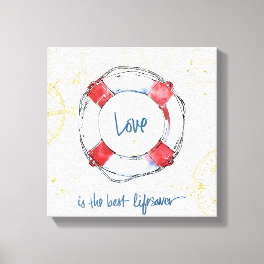 Kustprijsopgave | Liefde is de beste levensredder Canvas Afdruk (Voorkant)