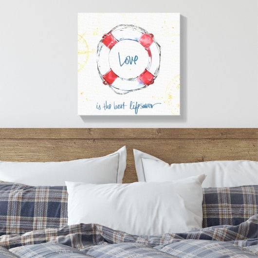 Kustprijsopgave | Liefde is de beste levensredder Canvas Afdruk (Insitu (Slaapkamer))