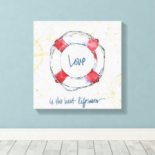 Kustprijsopgave | Liefde is de beste levensredder Canvas Afdruk (Insitu (Houten vloer))