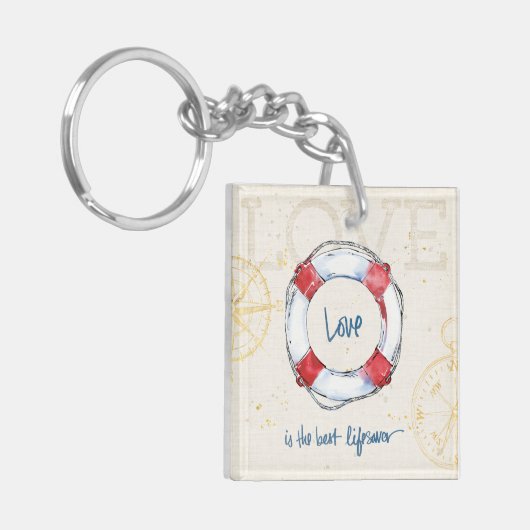 Kustprijsopgave | Liefde is de beste levensredder Sleutelhanger (Voorkant Links)