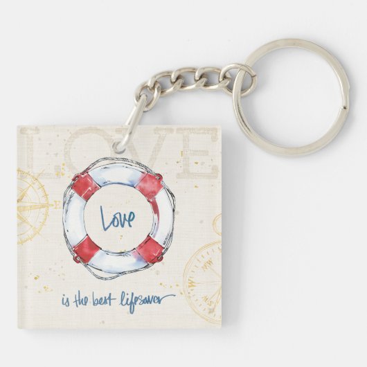 Kustprijsopgave | Liefde is de beste levensredder Sleutelhanger (Achterkant)