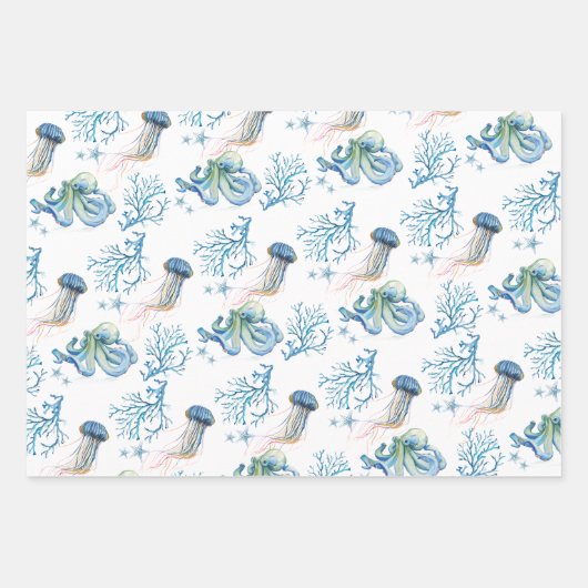 Kustregeling in het kader van de Waterverf Zee Inpakpapier Vel (Voorkant)