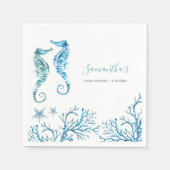 Kustrijke Waterverf Seahorse Personalized Napkins Servet (Voorkant)