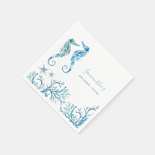 Kustrijke Waterverf Seahorse Personalized Napkins Servet (Hoek)