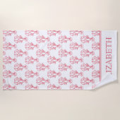 Kustrode en witte kreeften gepersonaliseerd strandlaken (Voorkant)