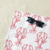 Kustrode en witte kreeften gepersonaliseerd strandlaken (In situ)