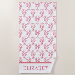 Kustrode en witte kreeften gepersonaliseerd strandlaken