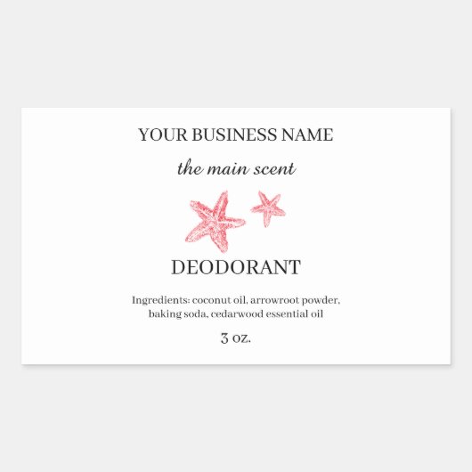 Kustrode zeesterren deodorant sticker label (Voorkant)