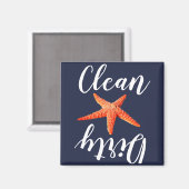 Kustrode zeesterren & marine schone vuile vaatwass magneet (Voorkant / Achterkant)