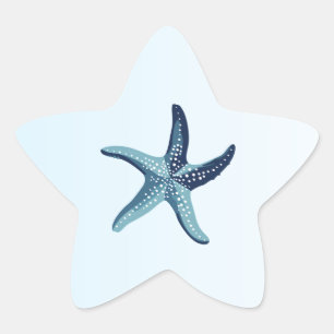Kustromance Blauwe Aquarel Zeester Bruiloft  Ster Sticker