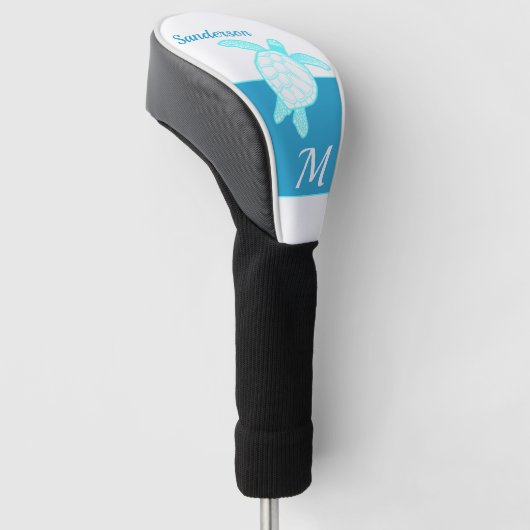 Kustroodblauw Blauwgroen Zee White Golfheadcover (Schuin)
