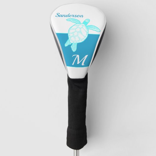 Kustroodblauw Blauwgroen Zee White Golfheadcover (Voorkant)