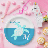 Kustroodblauw Blauwgroen Zee White Papieren Bordje (Feest)