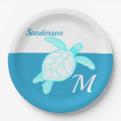 Kustroodblauw Blauwgroen Zee White Papieren Bordje (Voorkant)