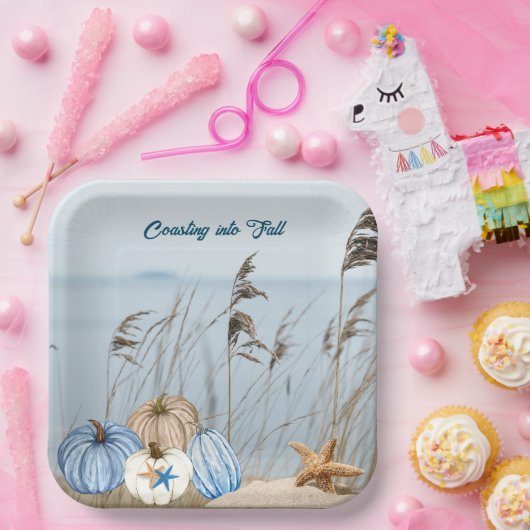 Kustroompompoen en -pompoenen papieren bordje (Feest)