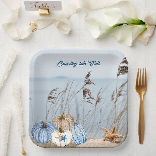 Kustroompompoen en -pompoenen papieren bordje (Huwelijk)