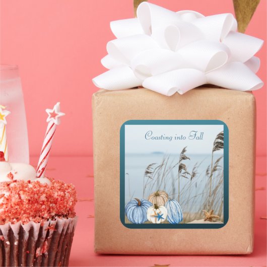 Kustroompompoen en -pompoenen vierkante sticker (Feest)