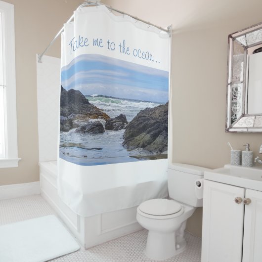 Kustrots in de kust van de Oceaan Rolling Waves pe Douchegordijn (In situ)