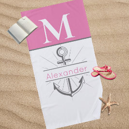 Kustroze anchor Nautical Monogram Strandlaken
