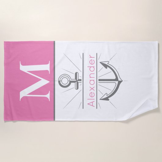 Kustroze anchor Nautical Monogram Strandlaken (Voorkant)