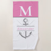 Kustroze anchor Nautical Monogram Strandlaken (Voorkant)