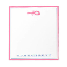 Kustroze en marineblauwe kreeft gepersonaliseerd notitieblok