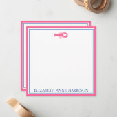 Kustroze en marineblauwe kreeft gepersonaliseerd notitiekaartje (Voorkant / Achterkant in situ)