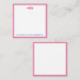 Kustroze en marineblauwe kreeft gepersonaliseerd notitiekaartje