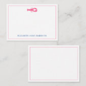 Kustroze en marineblauwe kreeft gepersonaliseerd notitiekaartje (Voorkant / Achterkant)