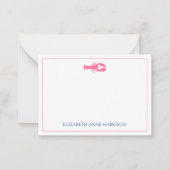 Kustroze en marineblauwe kreeft gepersonaliseerd notitiekaartje (Voorkant)