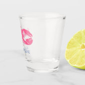 Kustroze en marineblauwe kreeft gepersonaliseerd shot glas (Rechts)