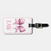 Kustroze en Witte Aquarel Strik Monogram Bagagelabel (Voorkant horizontaal)