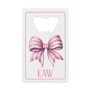 Kustroze en Witte Waterverf Boog Monogram Creditkaart Flessenopener