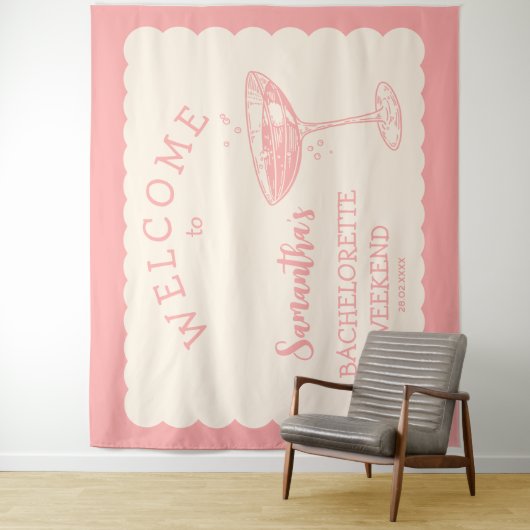 Kustroze vrijgezellenfeest achtergrond cocktail wandkleed (In situ)