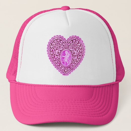 KUSTRUIMTEKST, roze Violet Trucker Pet (Voorkant)