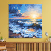 Kustscène bij zonsondergang canvas afdruk (Insitu (Woonkamer))