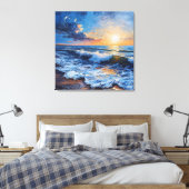 Kustscène bij zonsondergang canvas afdruk (Insitu (Slaapkamer))