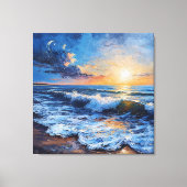 Kustscène bij zonsondergang canvas afdruk (Voorkant)