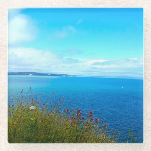 Kustscène glazen onderzetter (Voorkant)